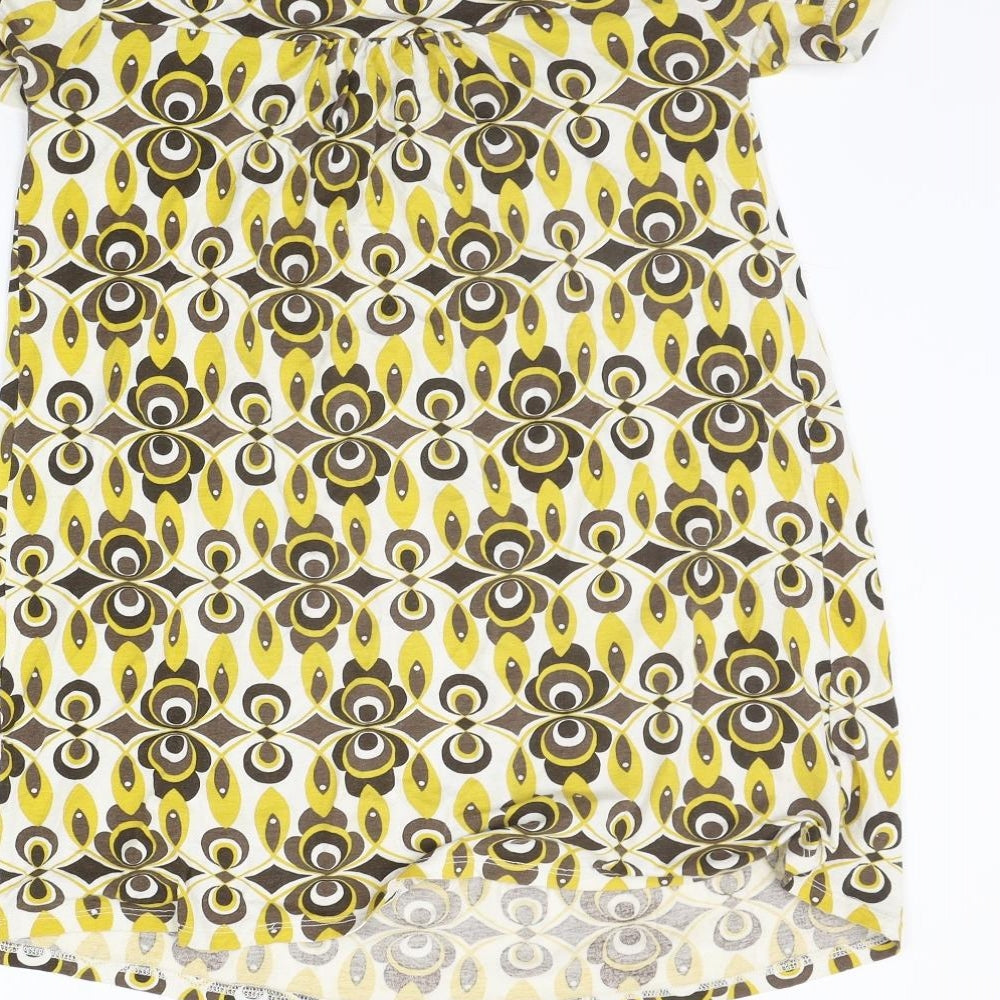 Papaya Womens Yellow Geometric  Basic T-Shirt Size 8