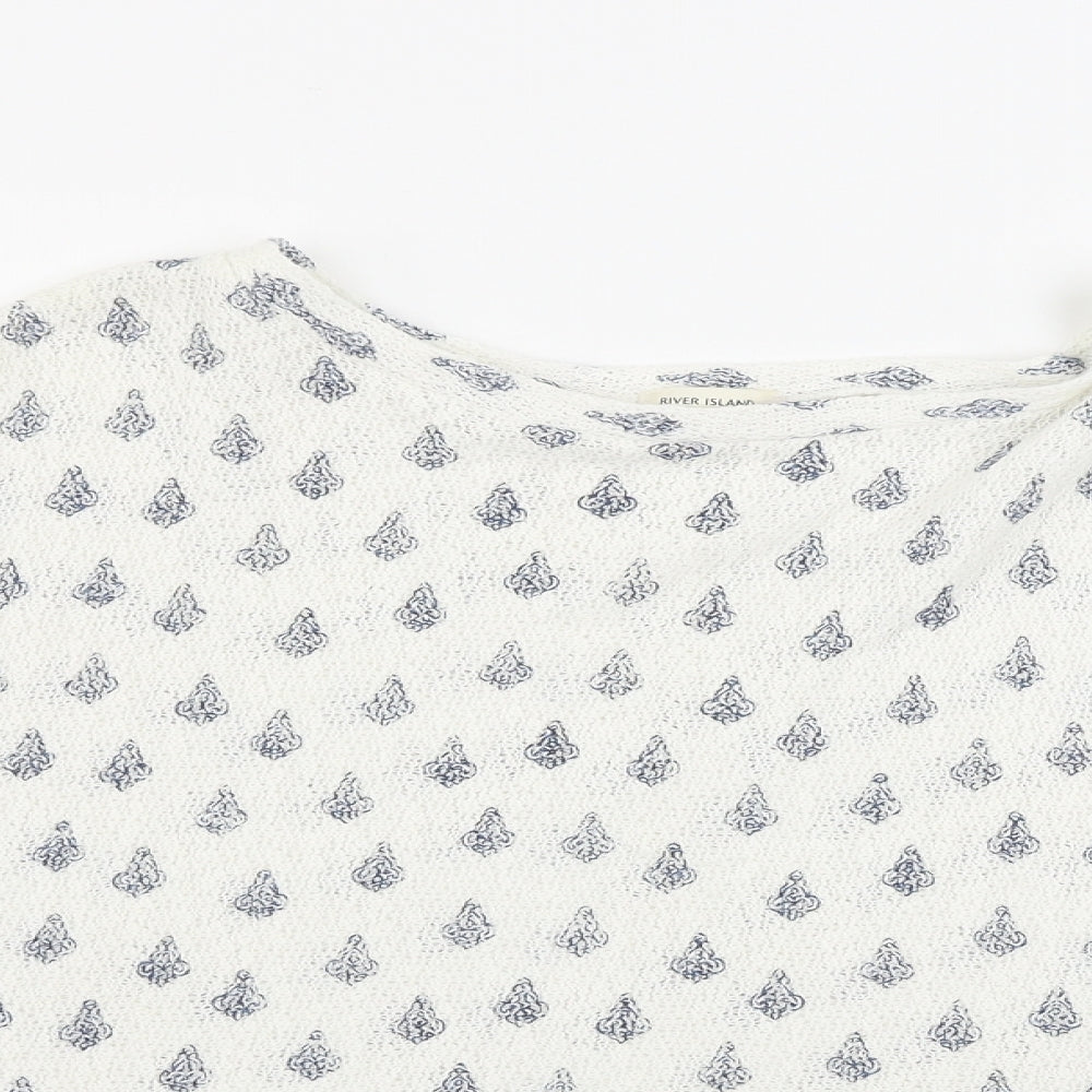 River Island  Womens White Floral  Pullover Jumper Size L