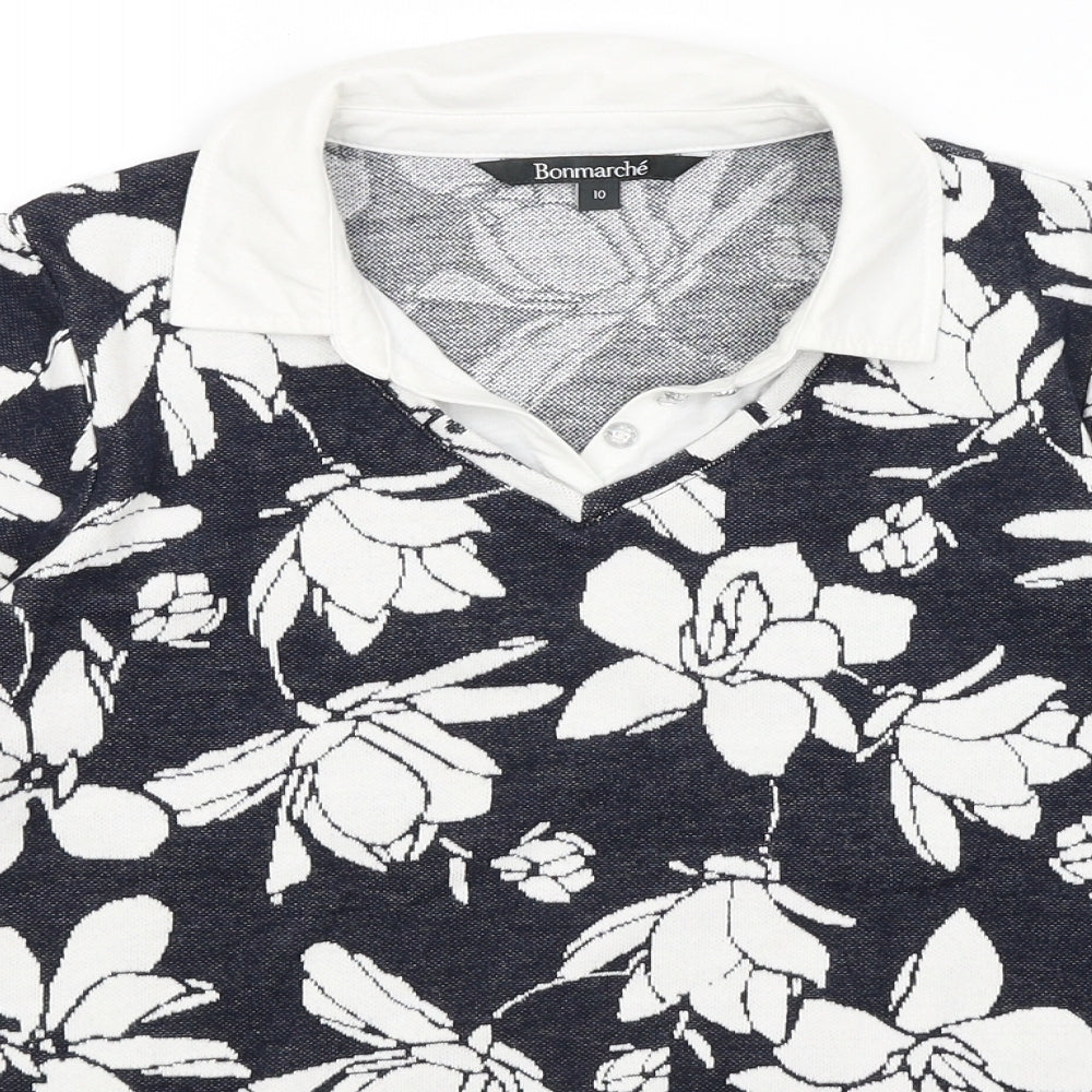 Bonmarche Womens Blue Floral  Pullover Jumper Size 10