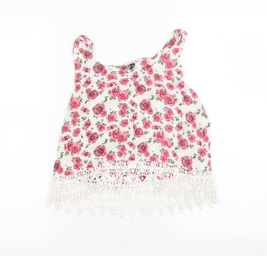 H&M Womens White Floral  Basic Tank Size 6