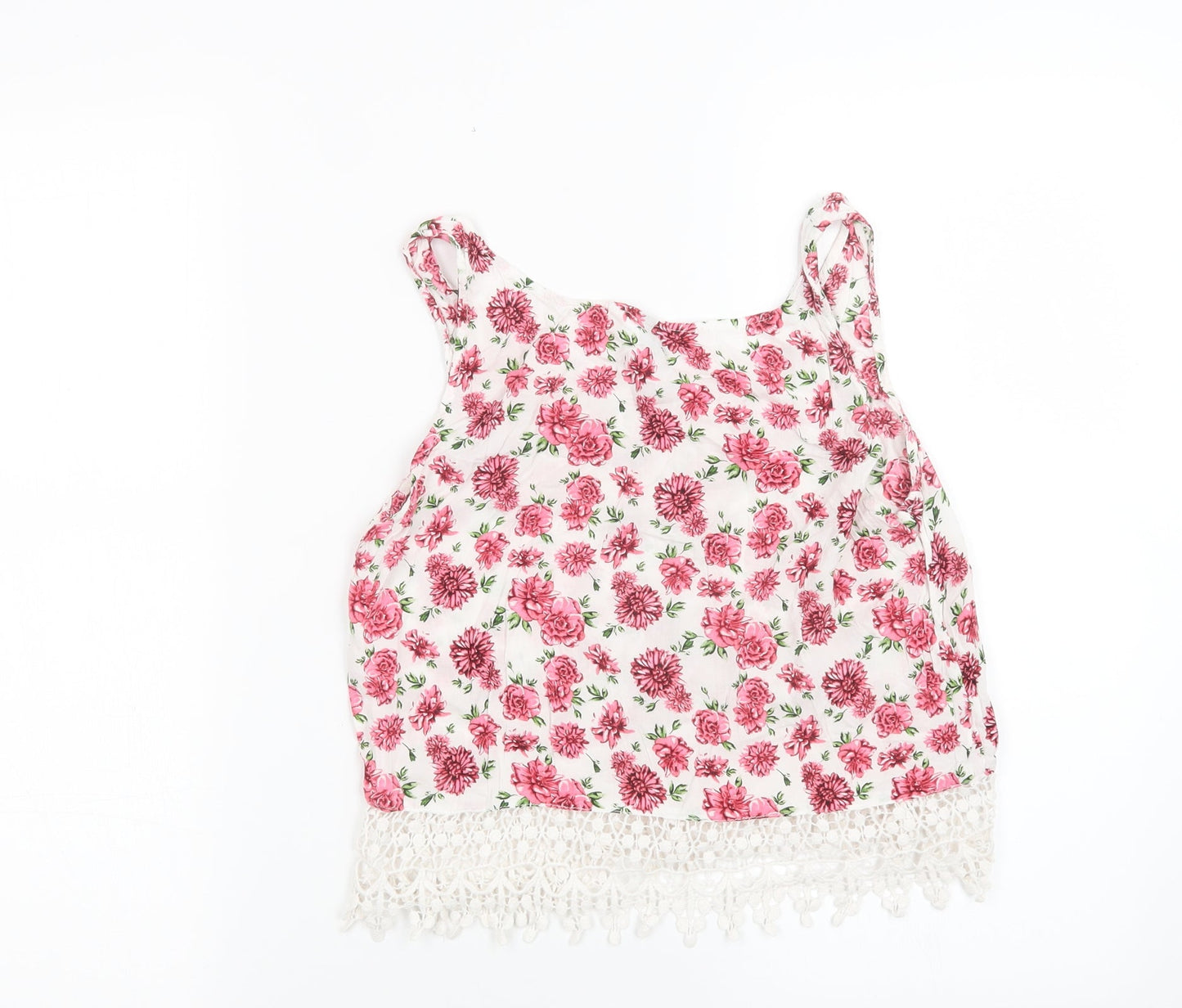 H&M Womens White Floral  Basic Tank Size 6