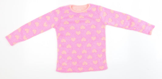 Primark Girls Pink Polka Dot Fleece Top Pyjama Top