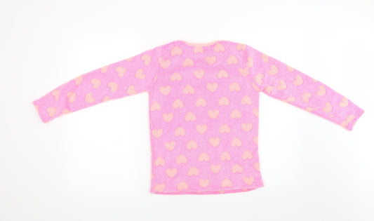Primark Girls Pink Polka Dot Fleece Top Pyjama Top