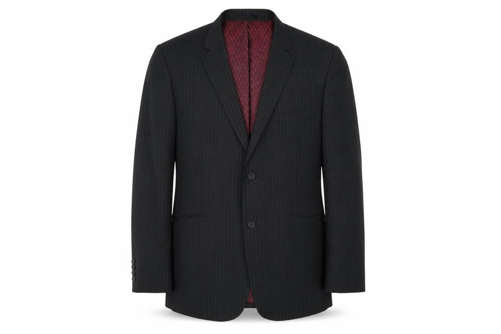 Front view of Taylor & Wright men’s black striped jacket suit jacket