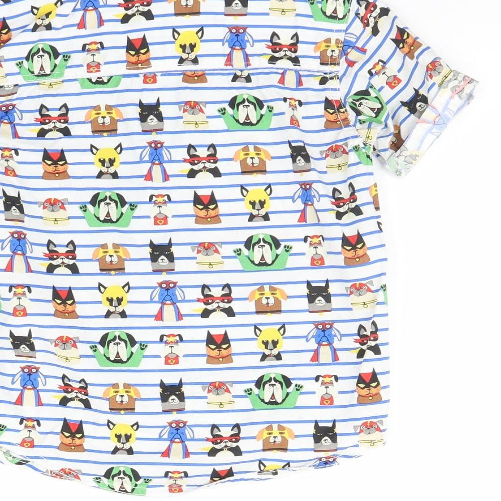 TU Girls White Striped  Basic Button-Up Size 4 Years  - Animal