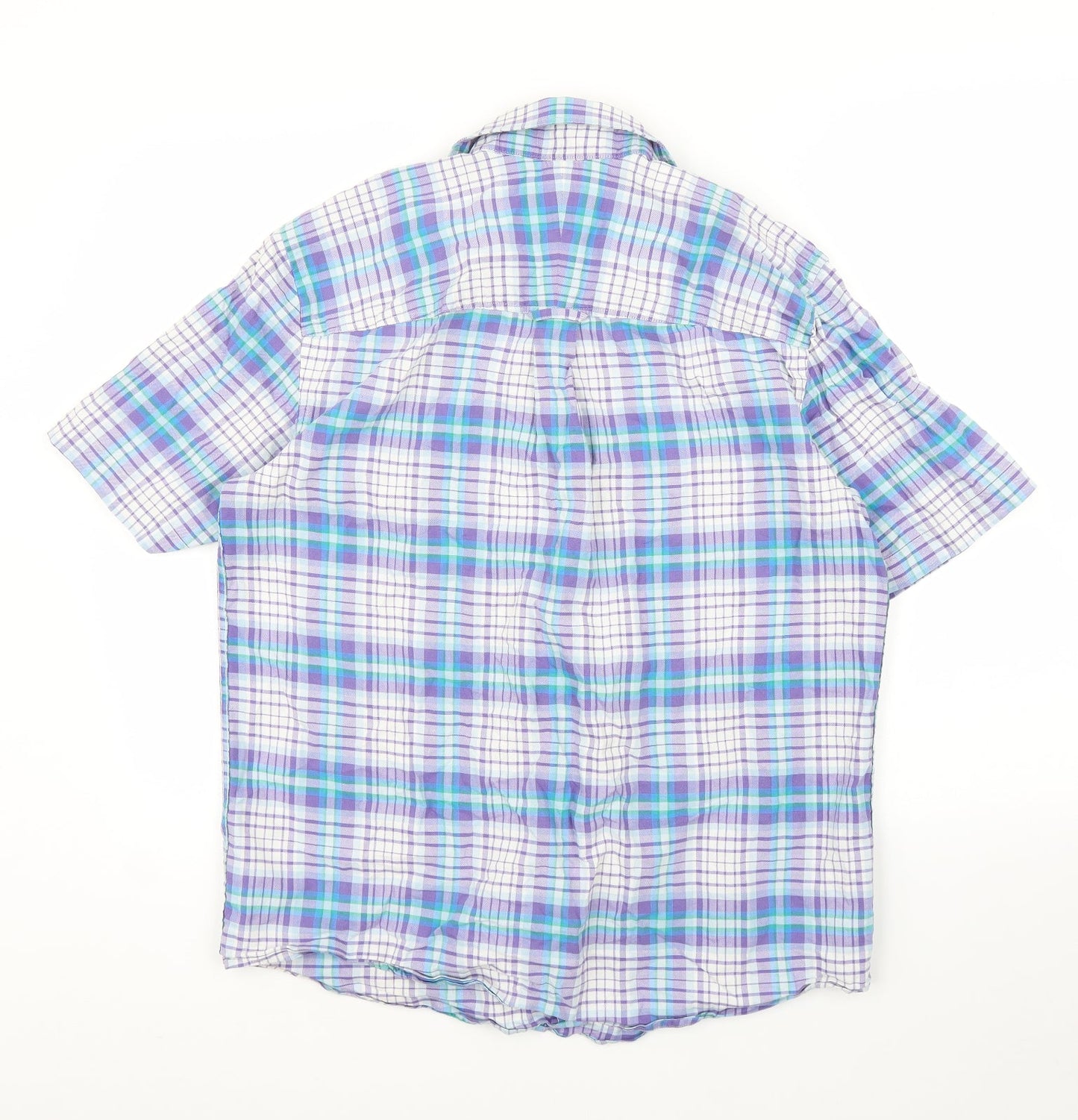 John Lewis Mens Purple Plaid   Button-Up Size L