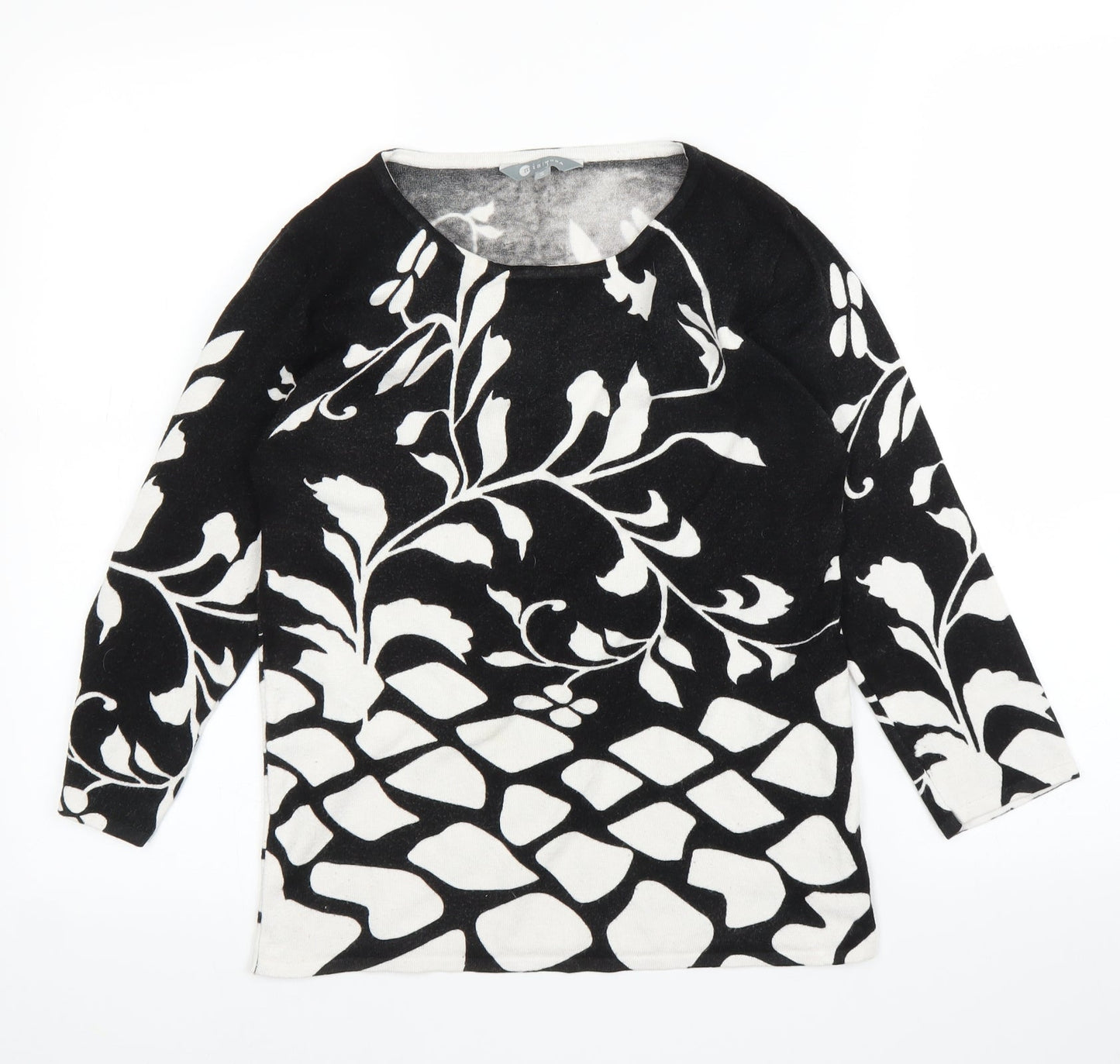 Mia Moda Womens Black Floral  Basic Blouse Size S