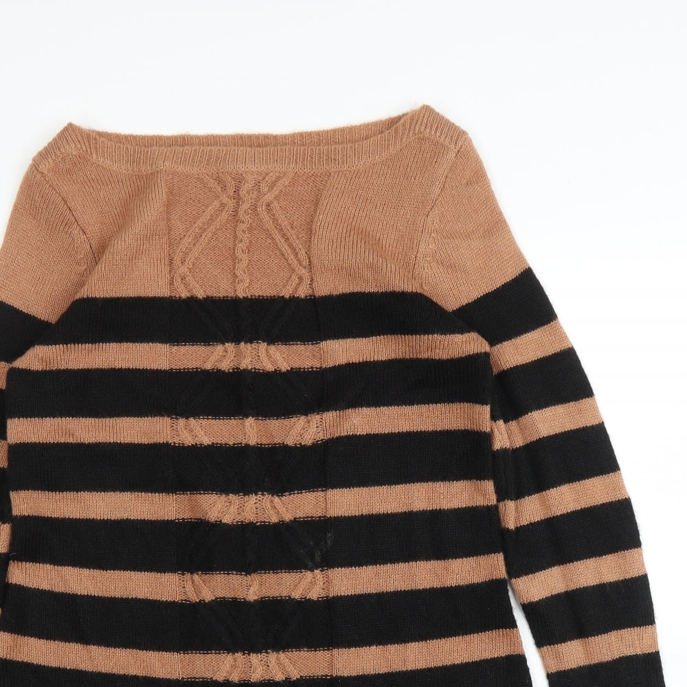 Wallis Womens Brown Striped  Pullover Jumper Size M