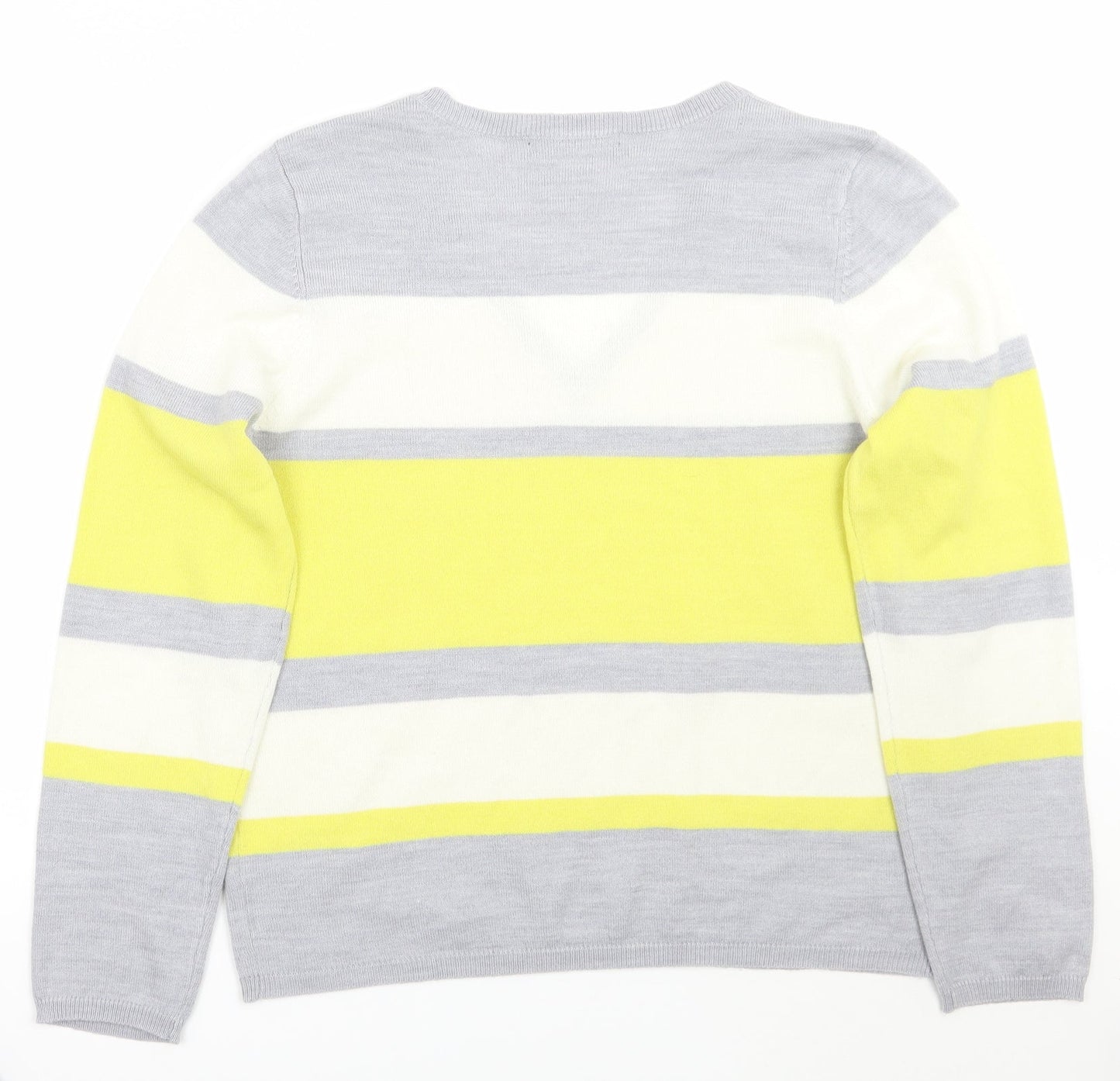 Marks and Spencer Womens Grey Striped  Pullover Jumper Size 14