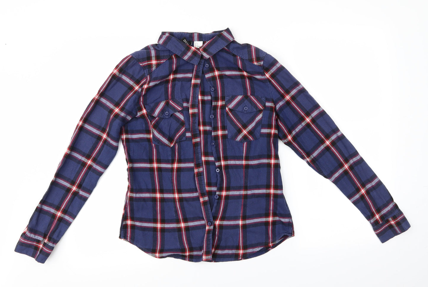 H&M Womens Purple Check  Basic Button-Up Size 8