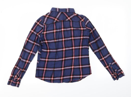 H&M Womens Purple Check  Basic Button-Up Size 8