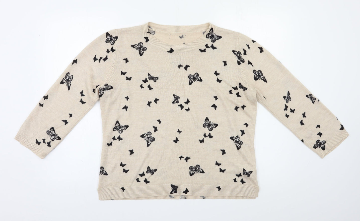 Preworn Womens Beige Geometric  Pullover Jumper Size 14