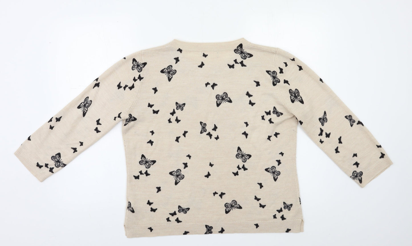 Preworn Womens Beige Geometric  Pullover Jumper Size 14