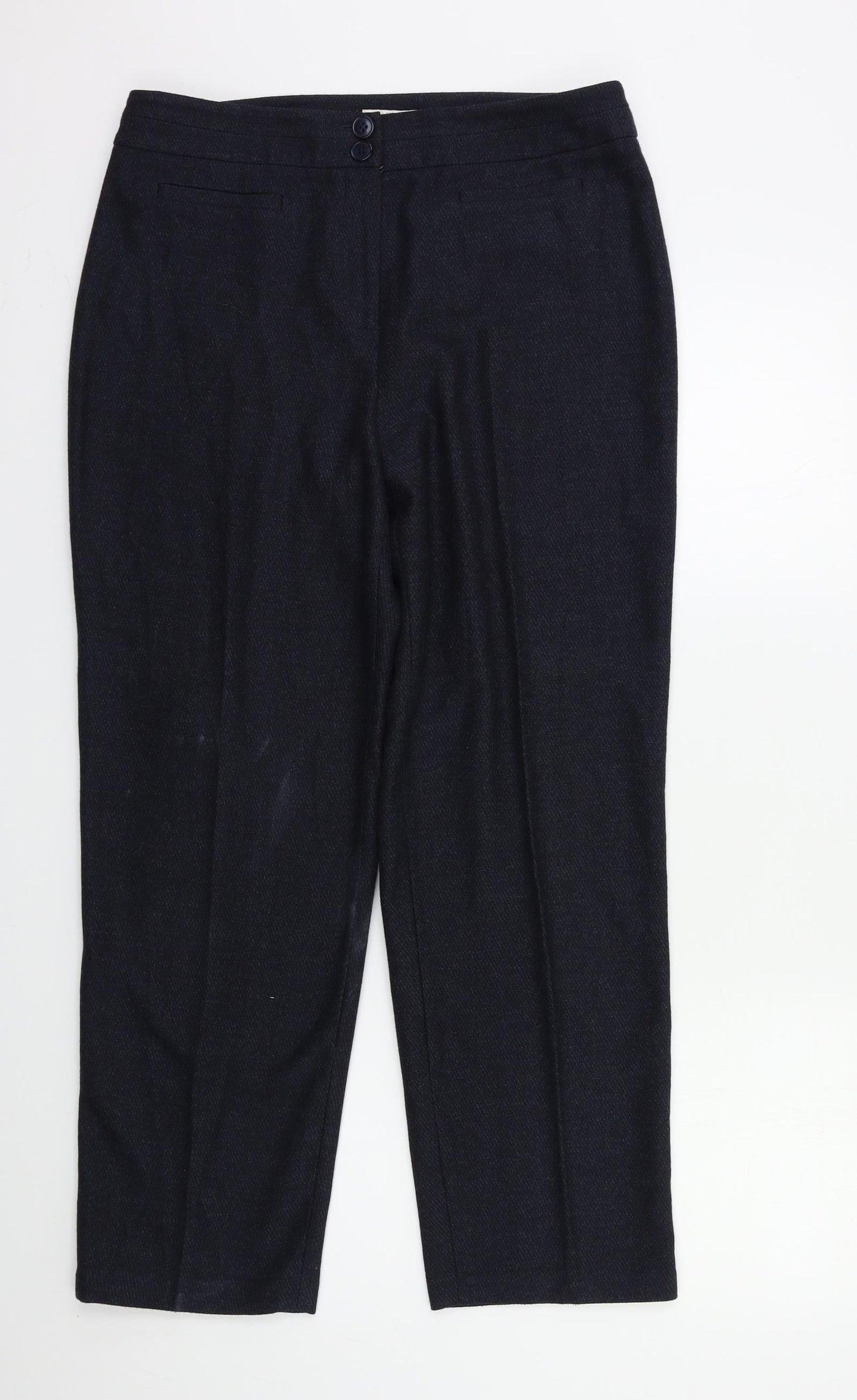 CC Petite Womens Blue Herringbone  Trousers  Size 12 L25 in