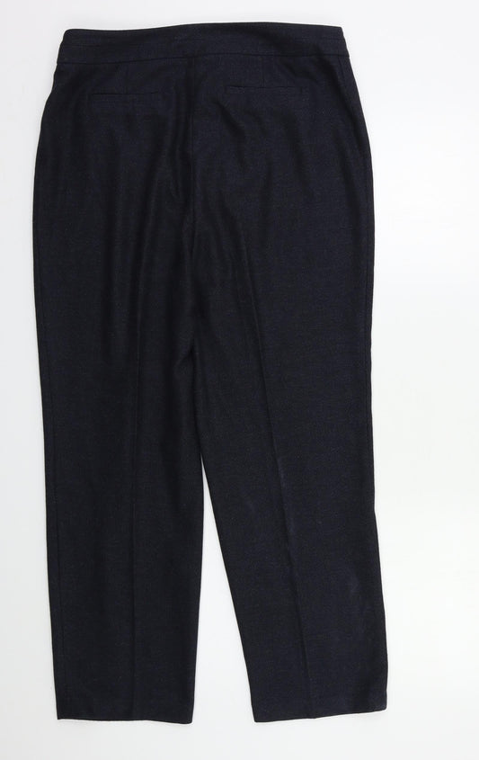 CC Petite Womens Blue Herringbone  Trousers  Size 12 L25 in