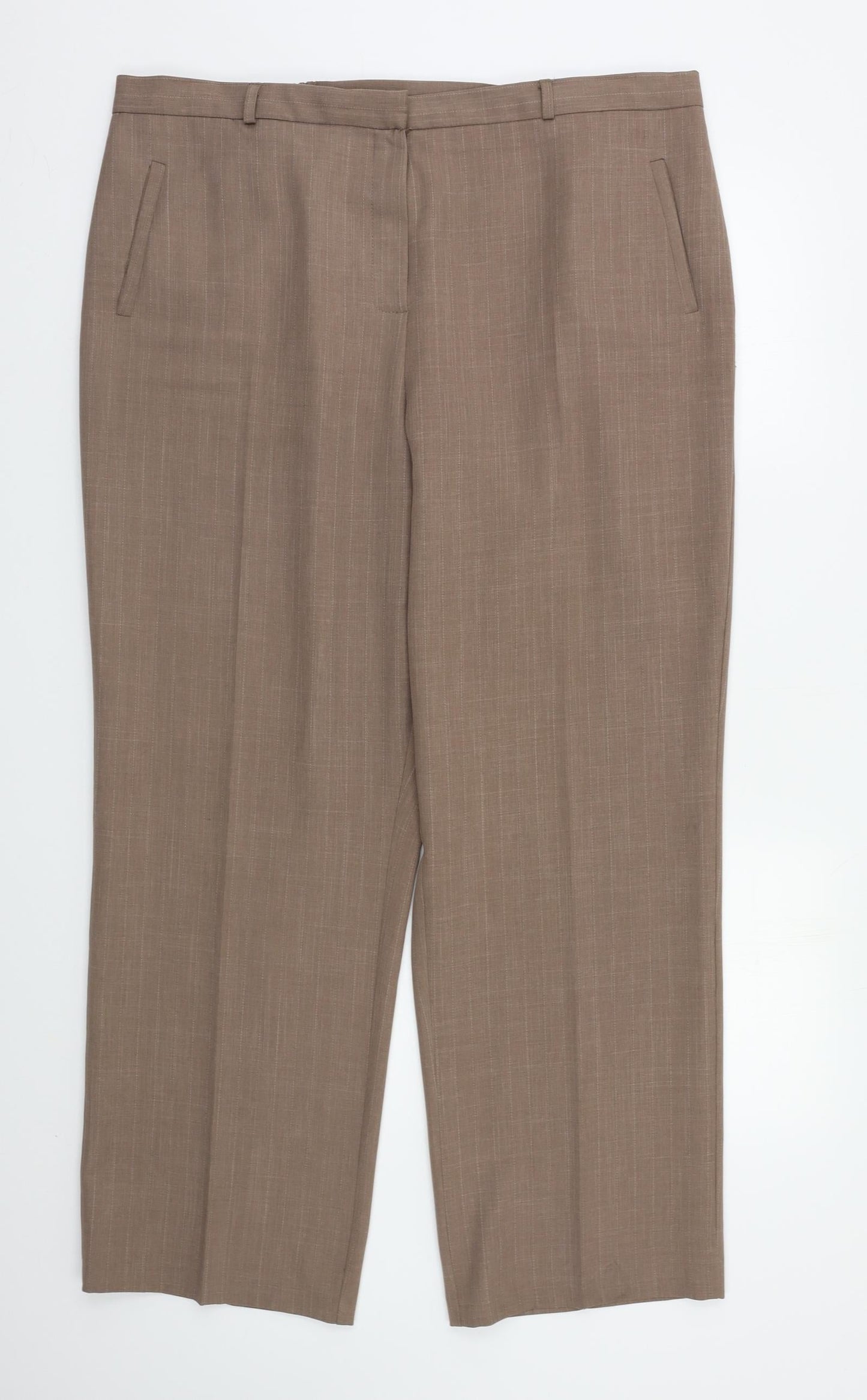 BHS Womens Beige Striped  Trousers  Size 20 L27 in