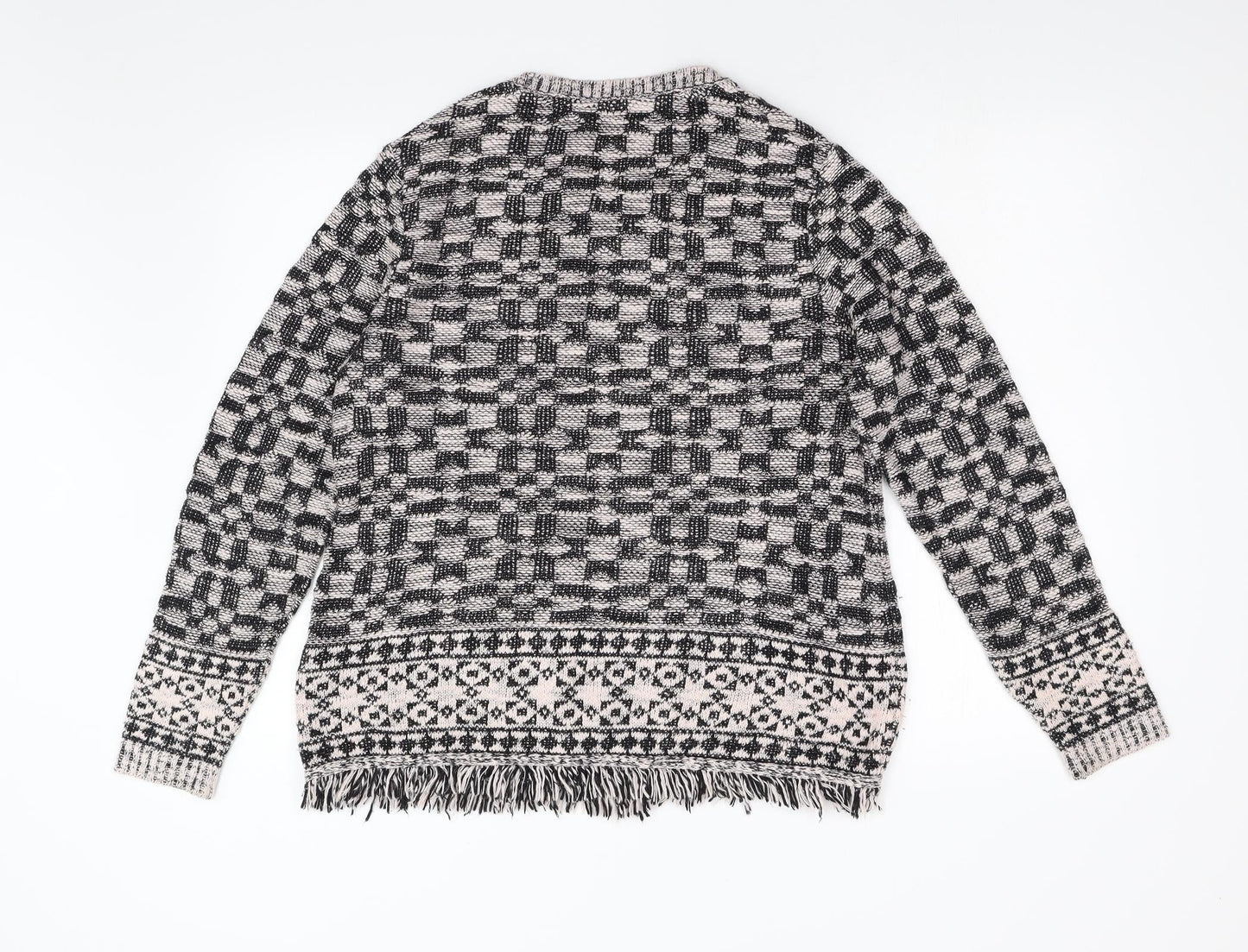 M&Co Womens Black Geometric  Pullover Jumper Size 14
