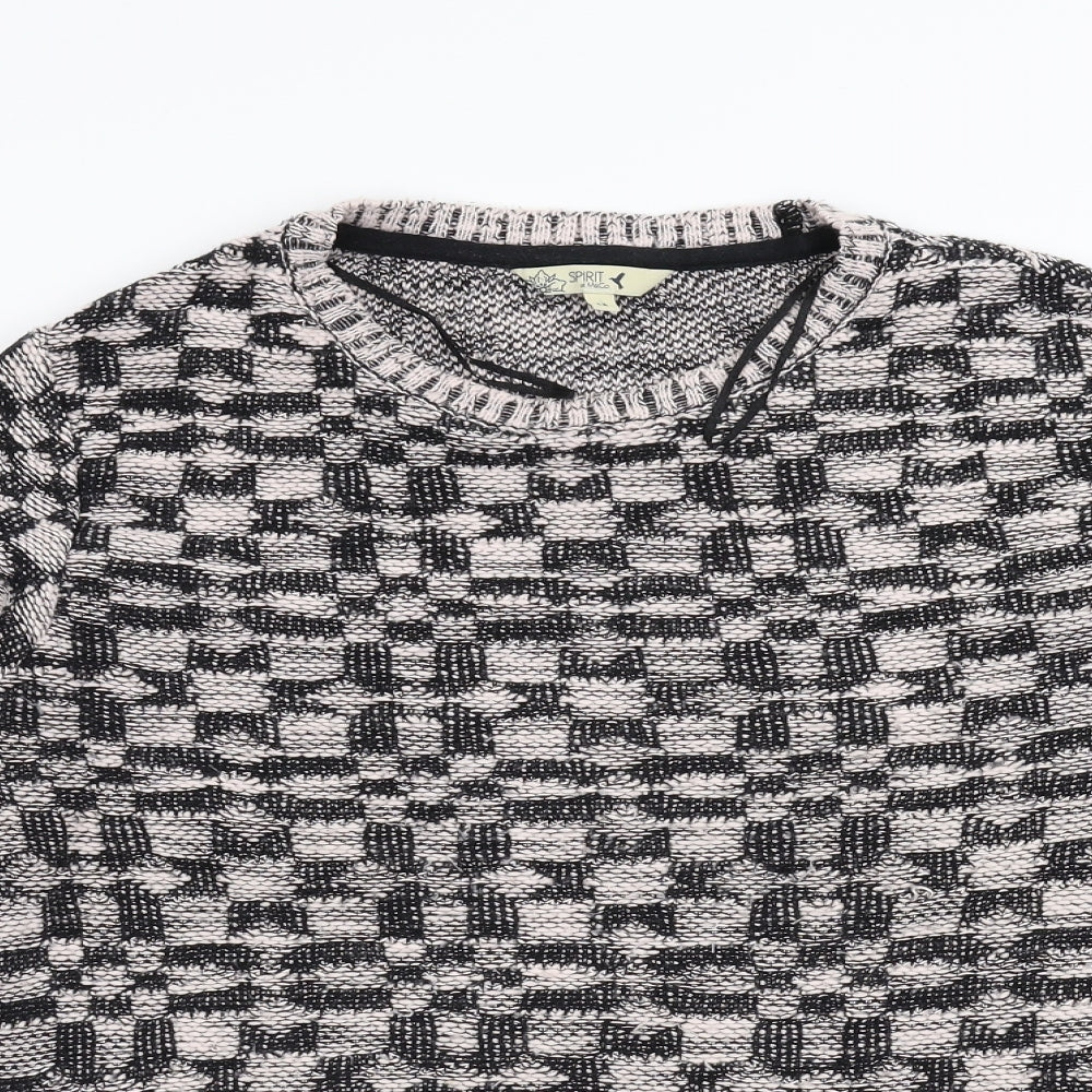 M&Co Womens Black Geometric  Pullover Jumper Size 14