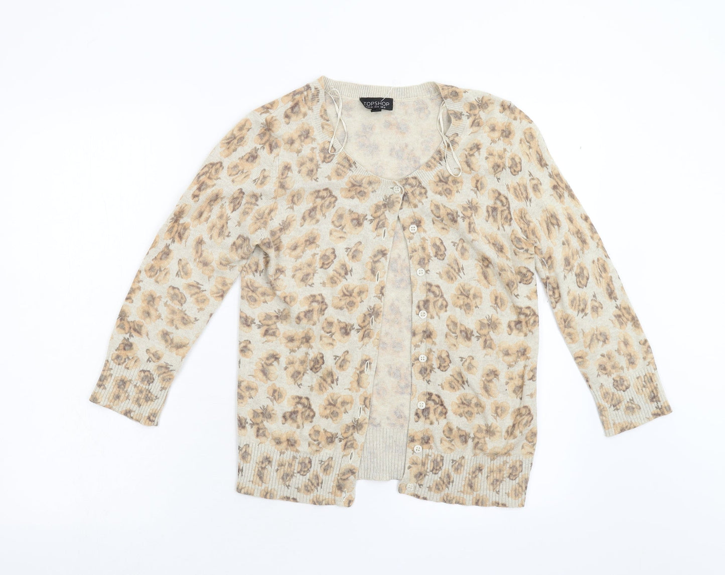 Topshop Womens Brown  Knit Cardigan Jumper Size 12