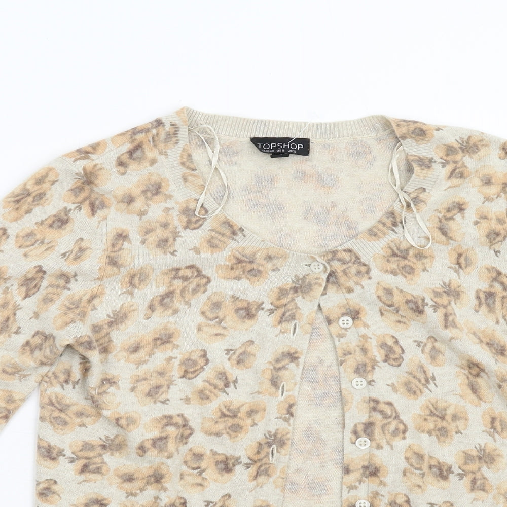 Topshop Womens Brown  Knit Cardigan Jumper Size 12