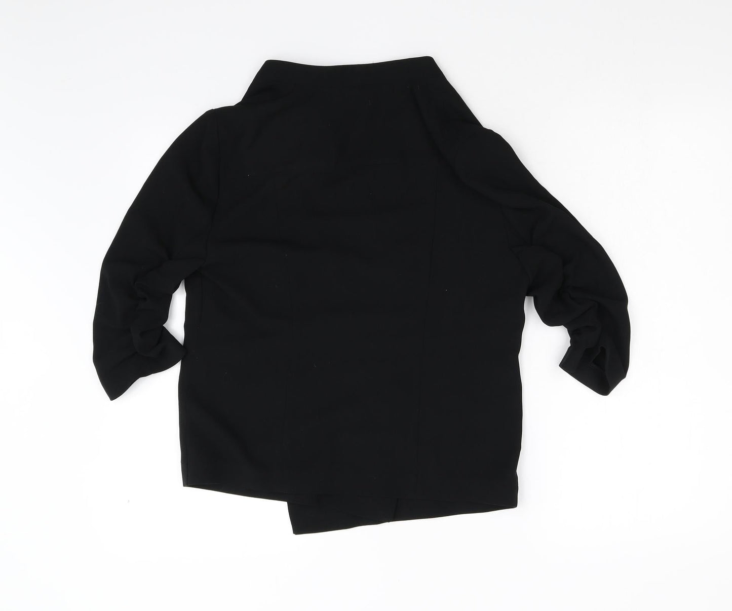 Preworn Womens Black   Jacket Suit Jacket Size S  - Ruched Sleeves