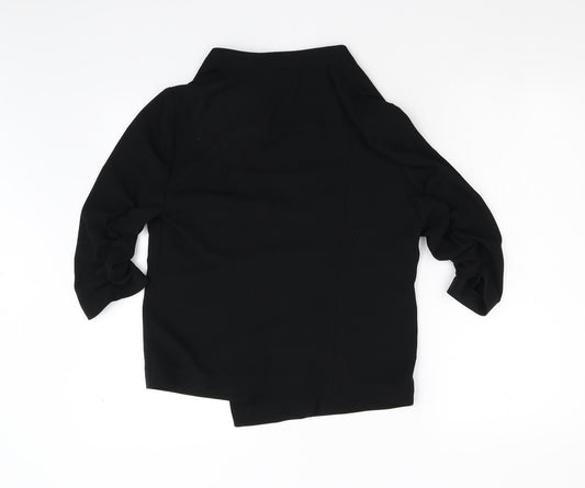 Preworn Womens Black   Jacket Suit Jacket Size S  - Ruched Sleeves