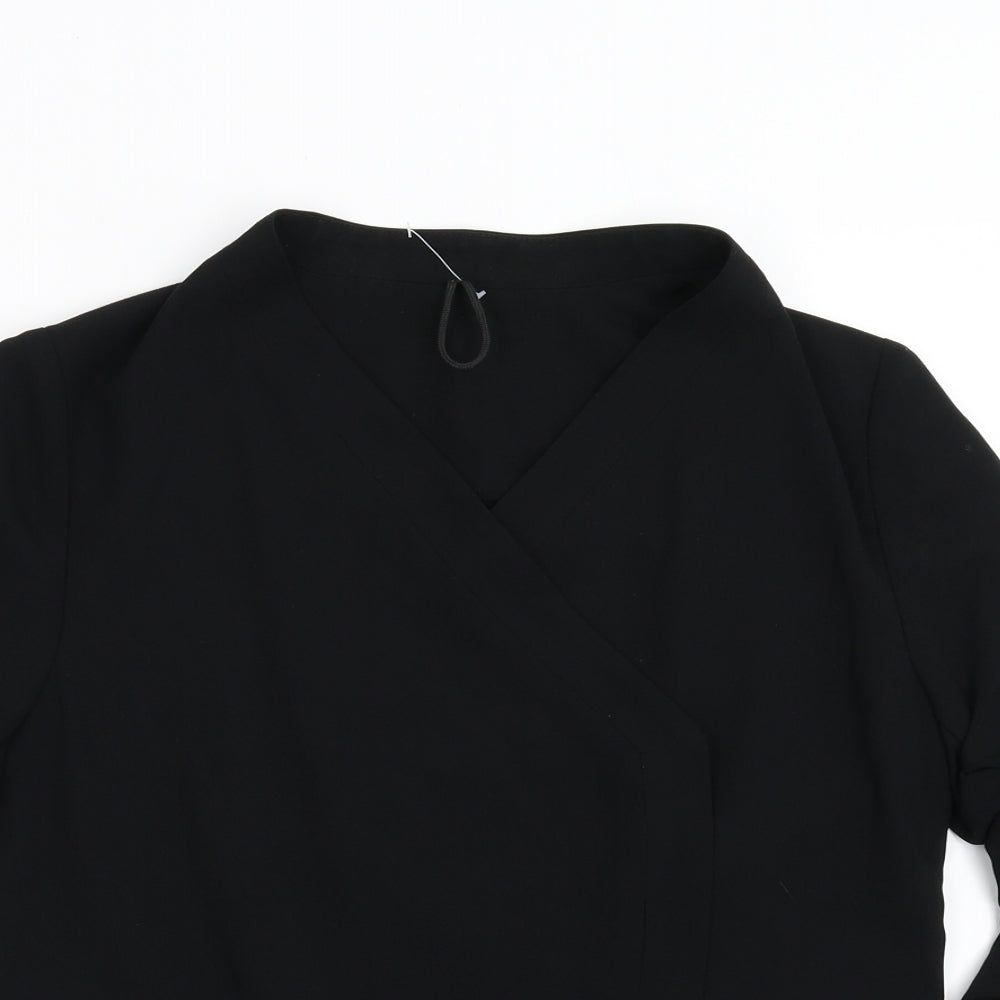 Preworn Womens Black   Jacket Suit Jacket Size S  - Ruched Sleeves