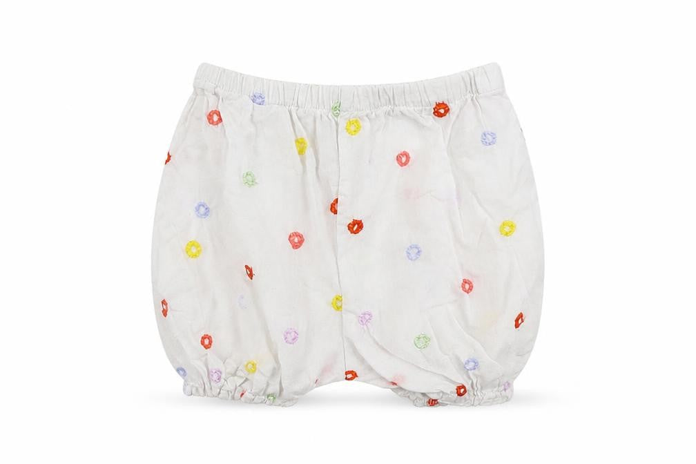 Front view of marese girls’ white cropped trousers, size 6-9, months - shorts