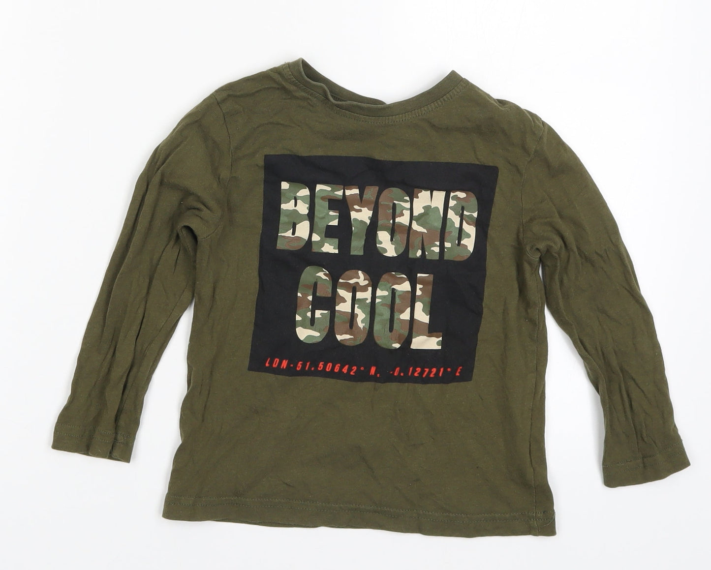 Primark Boys Green   Basic T-Shirt Size 3-4 Years  - Beyond Cool
