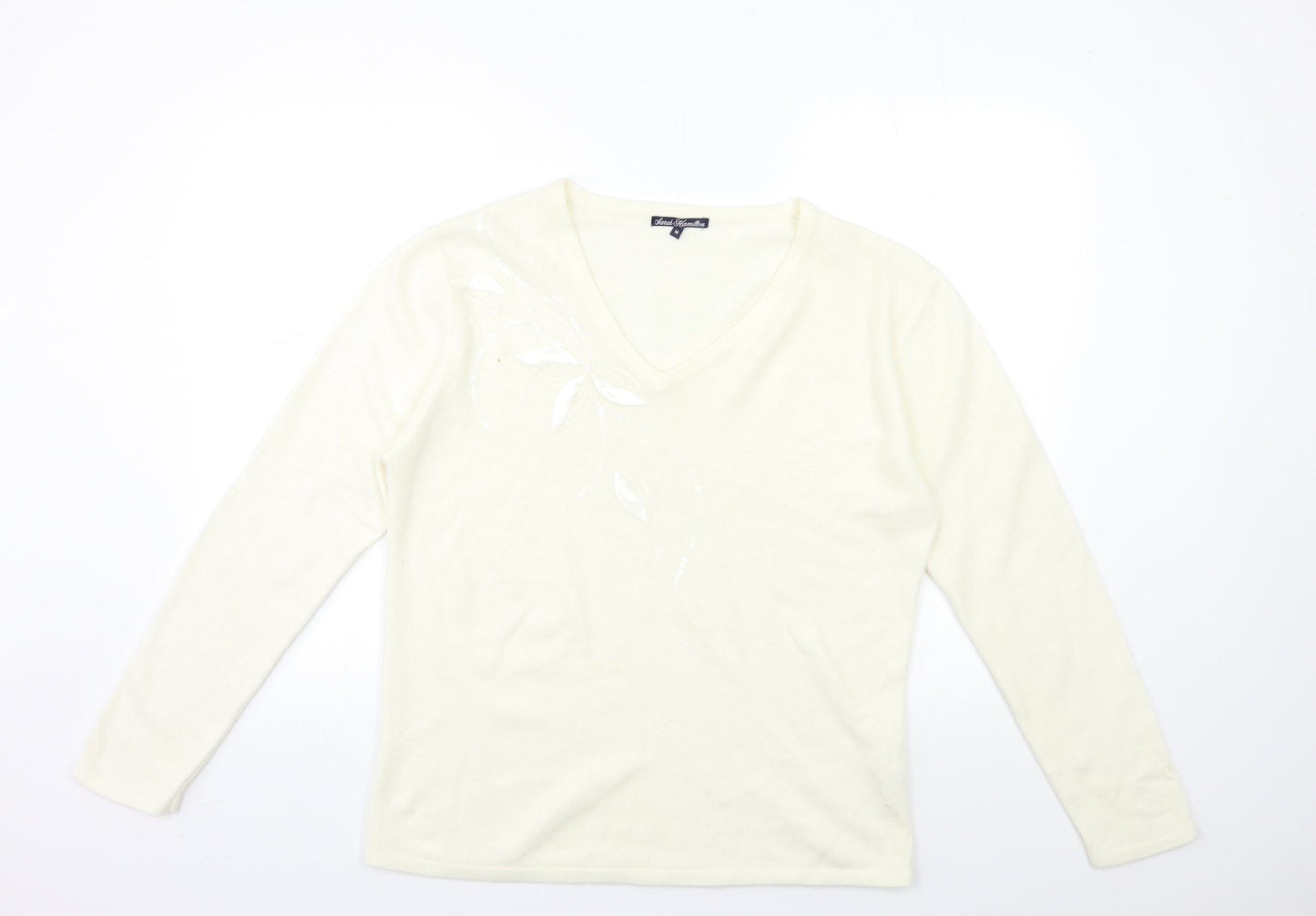 sarah hamilton Womens Ivory  Knit Pullover Jumper Size M