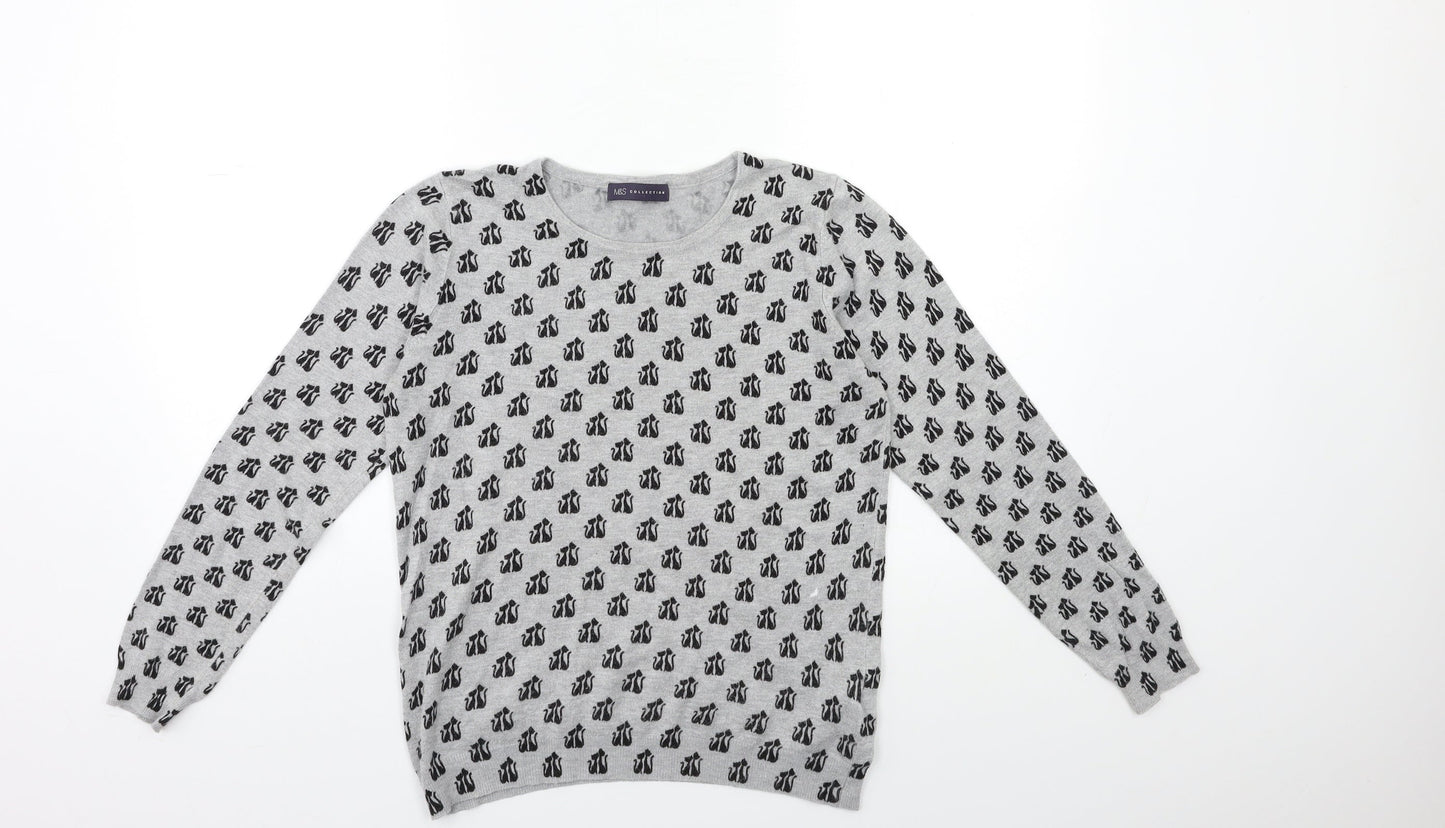 Marks and Spencer Womens Green Geometric Knit Pullover Jumper Size 12