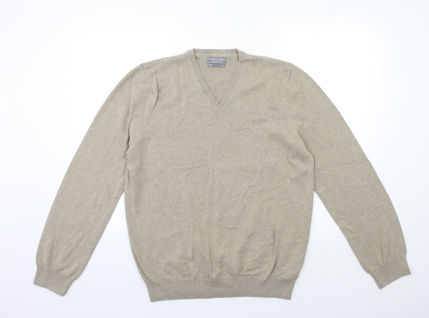 Marks and Spencer Mens Beige  Knit Pullover Jumper Size L