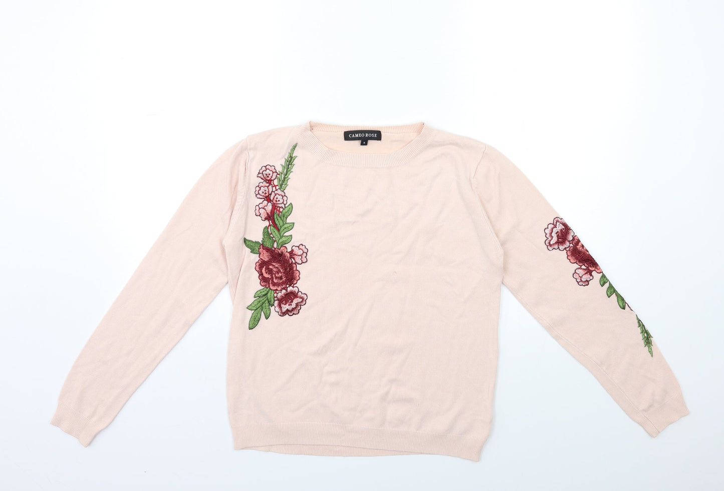 Cameo Womens Pink Floral Knit Pullover Jumper Size S