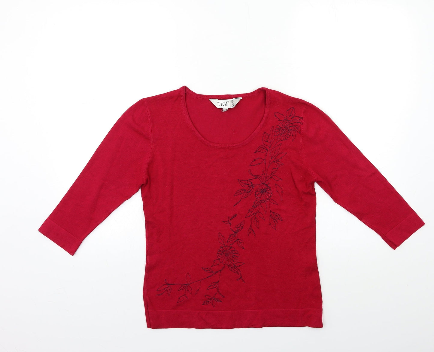 TIGI Womens Red  Knit Pullover Jumper Size 8