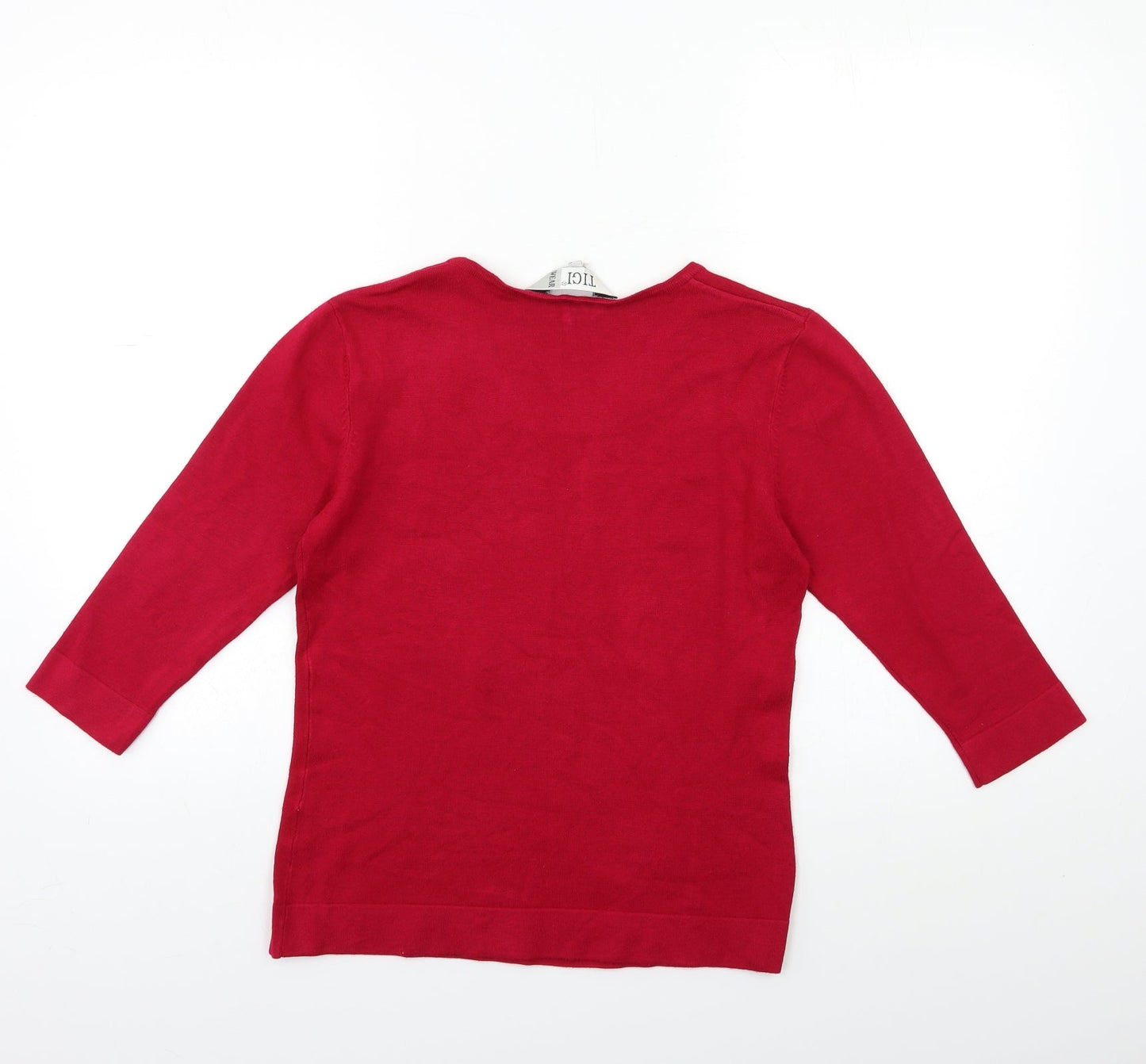 TIGI Womens Red  Knit Pullover Jumper Size 8