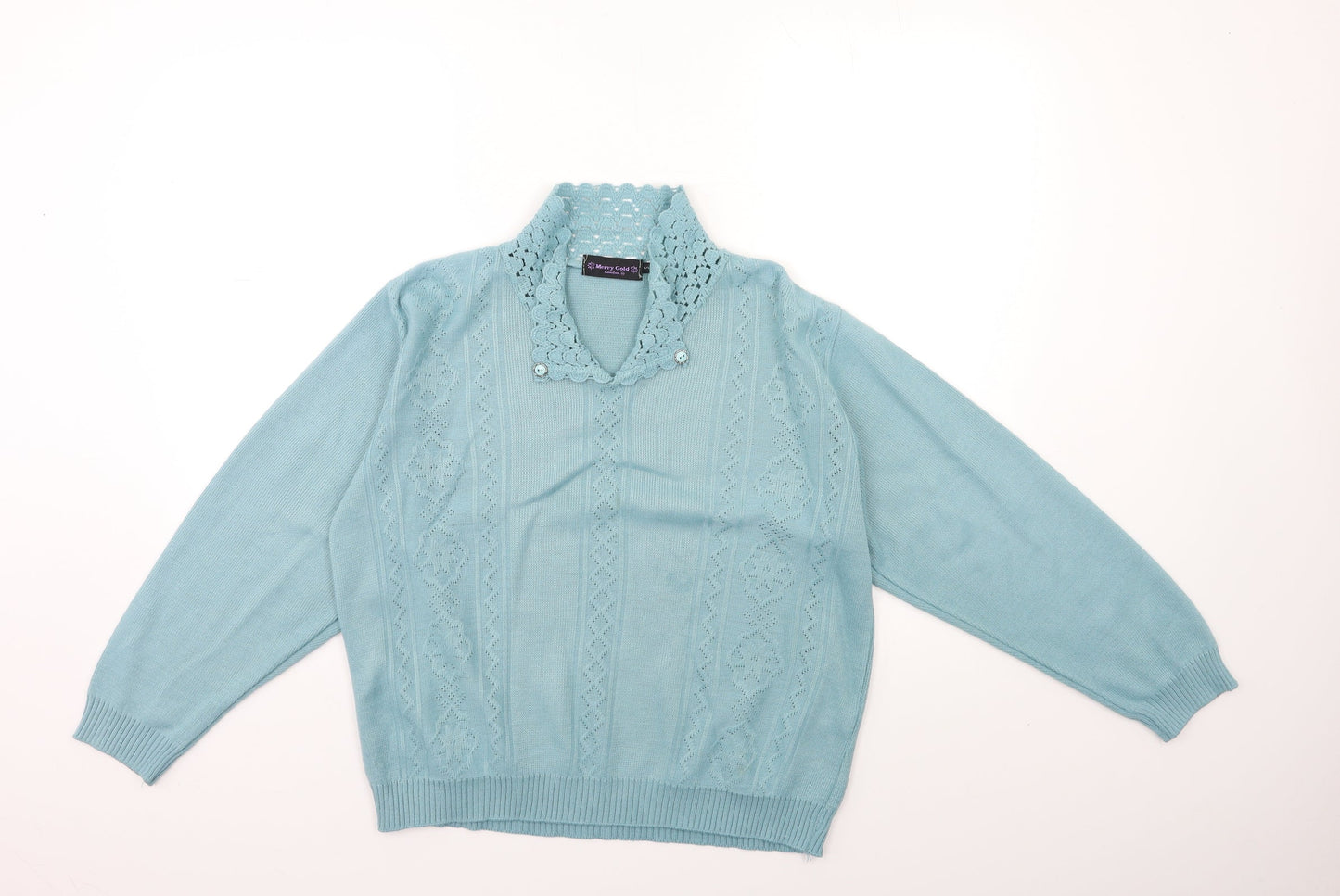 MERRY GOLD Womens Blue  Knit Pullover Jumper Size S