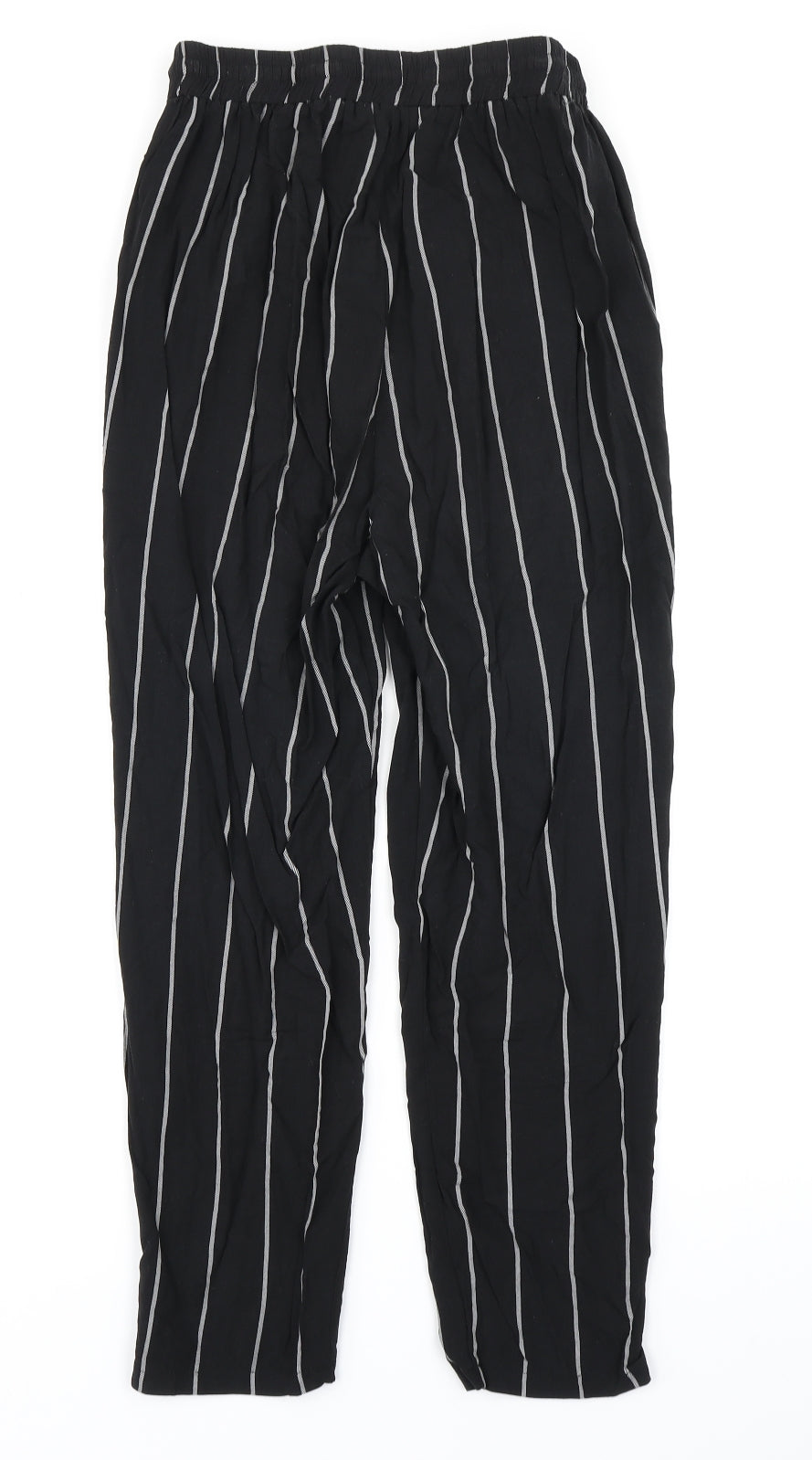 PRETTYLITTLETHING Womens Black Striped  Harem Trousers Size 8 L23 in