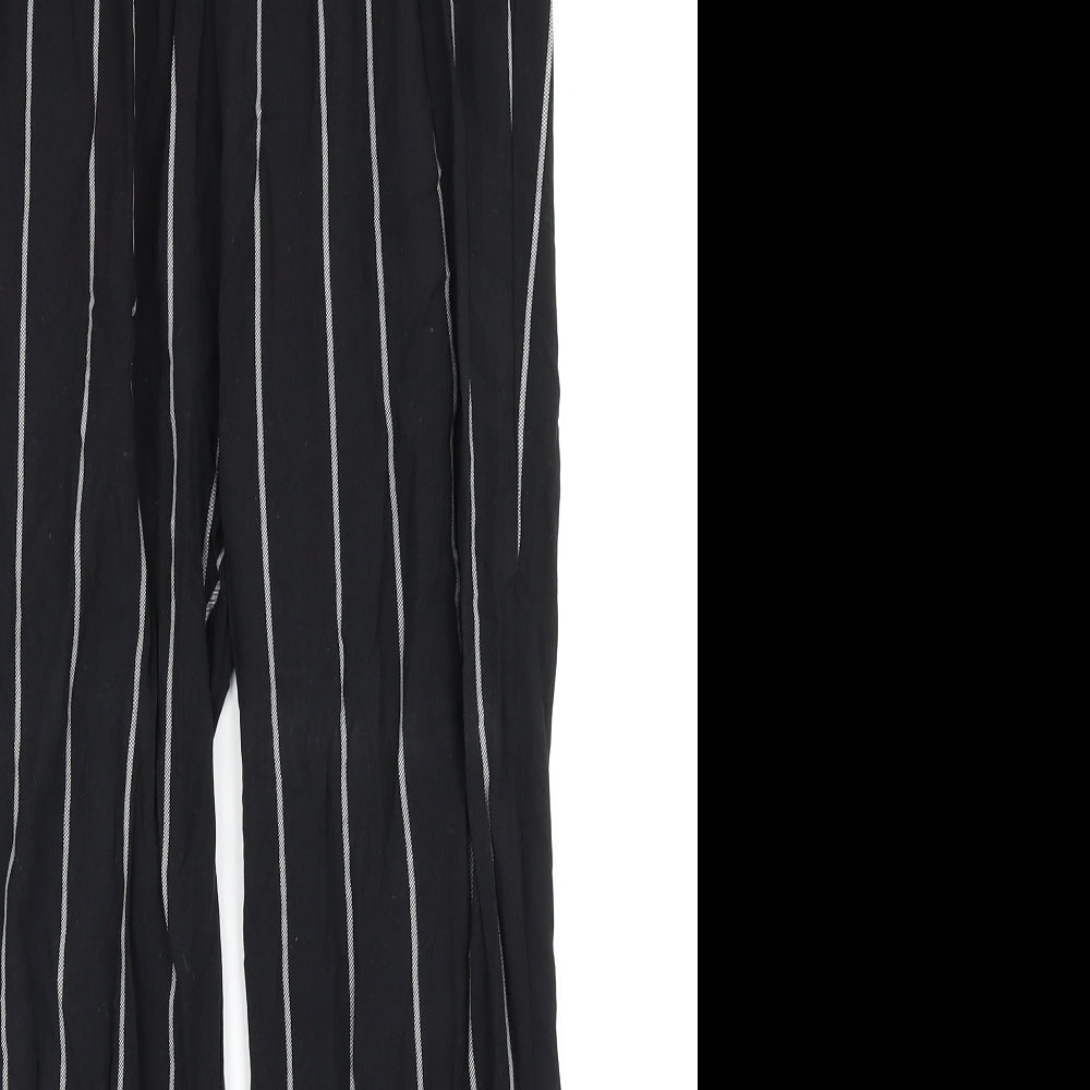 PRETTYLITTLETHING Womens Black Striped  Harem Trousers Size 8 L23 in