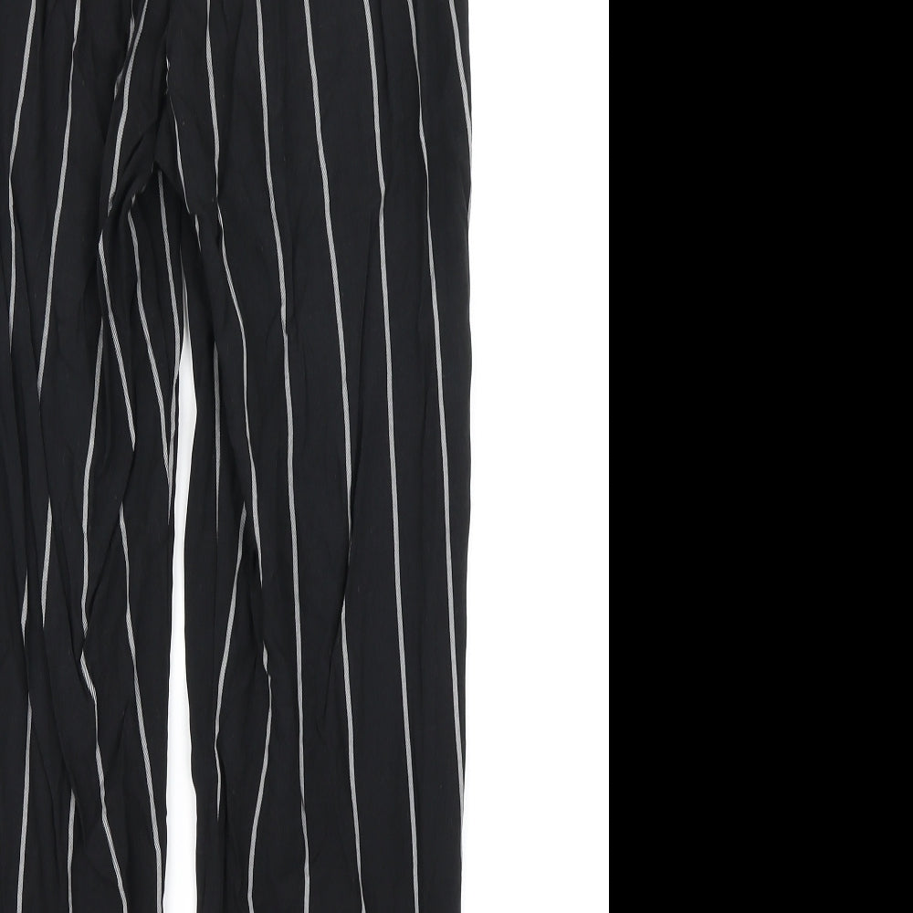 PRETTYLITTLETHING Womens Black Striped  Harem Trousers Size 8 L23 in