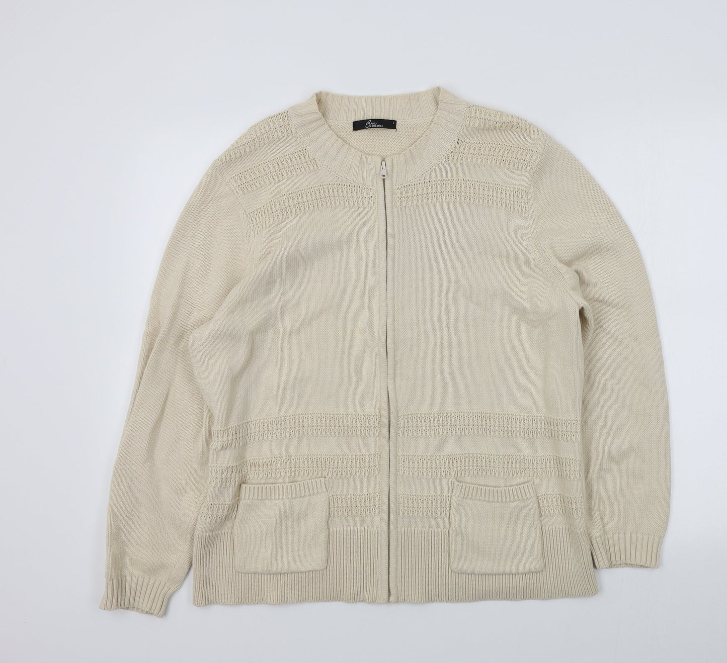 BM Womens Beige   Cardigan Jumper Size L