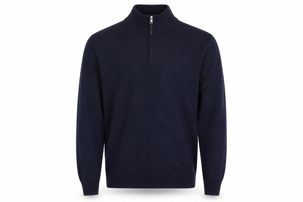 Front view of Easy men’s blue jumper, size S