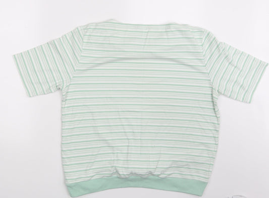 Bonmarché Womens White Striped  Basic T-Shirt Size L