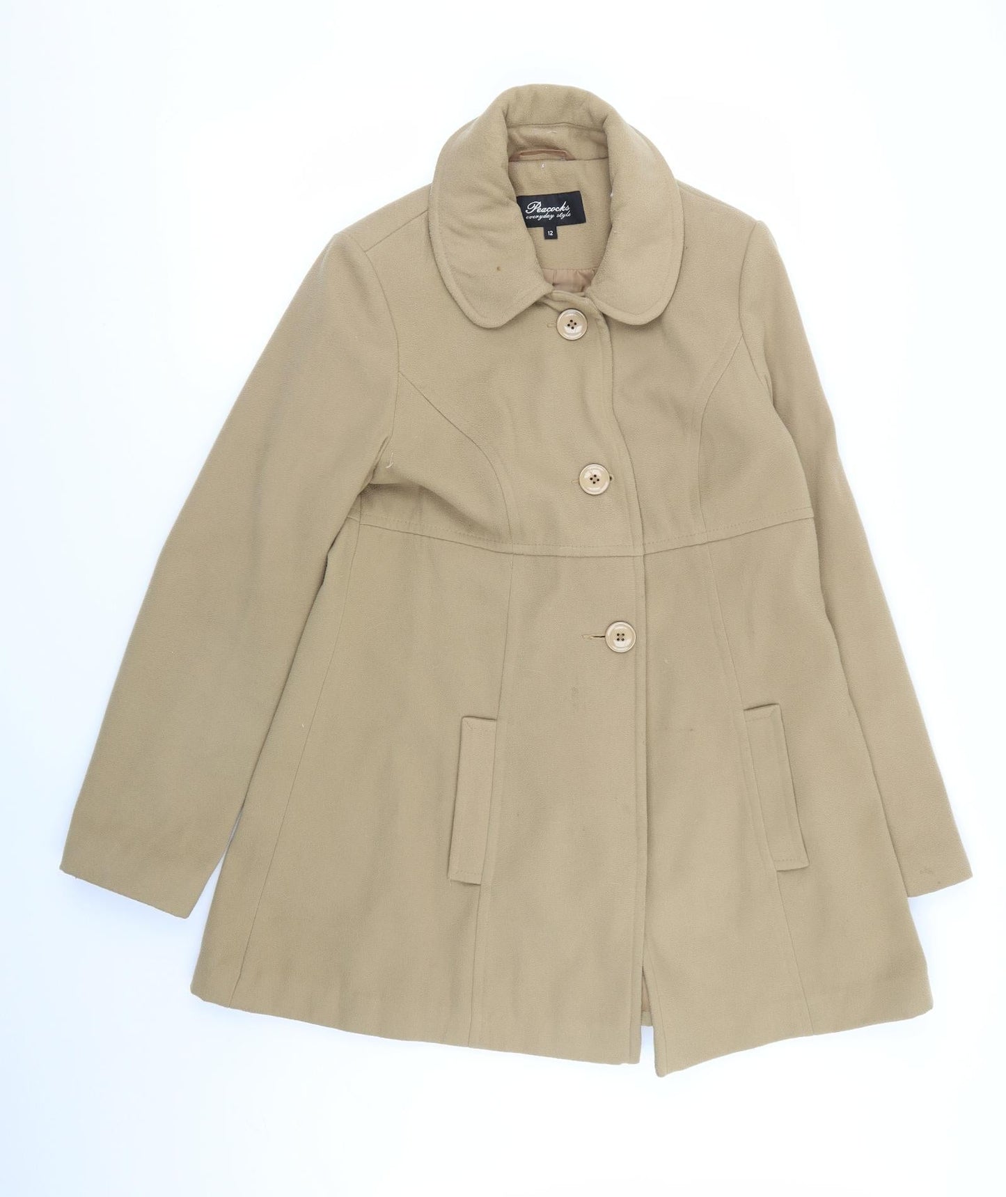 Peacocks Womens Beige   Overcoat Coat Size 12