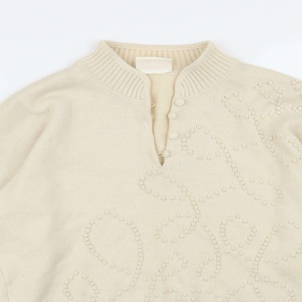 menke Womens Beige Geometric  Pullover Jumper Size 8