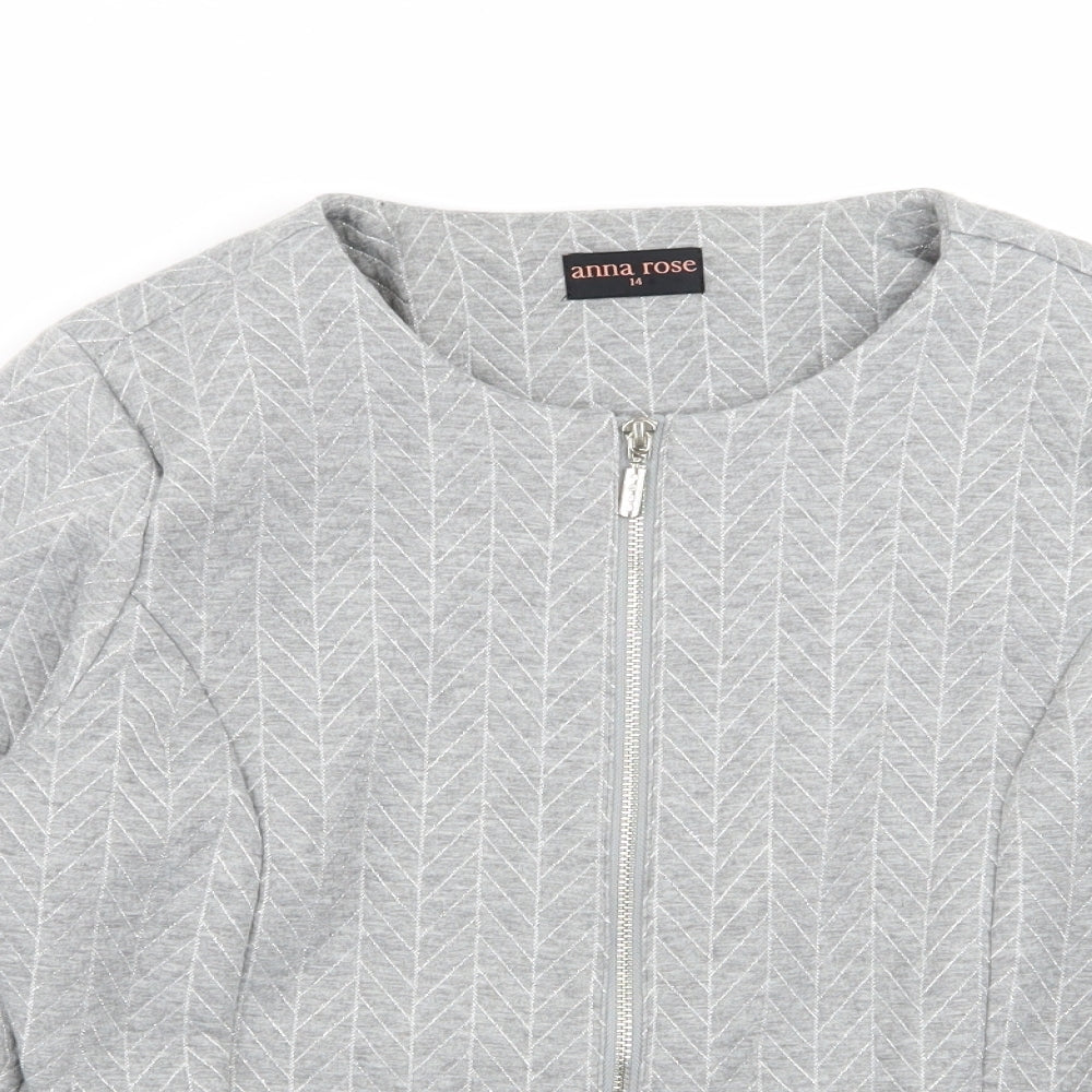 anna rose Womens Grey Geometric  Full Zip Jumper Size 14