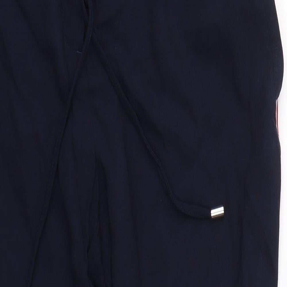 M&S Womens Blue Striped  Capri Trousers Size 10 L22.5 in