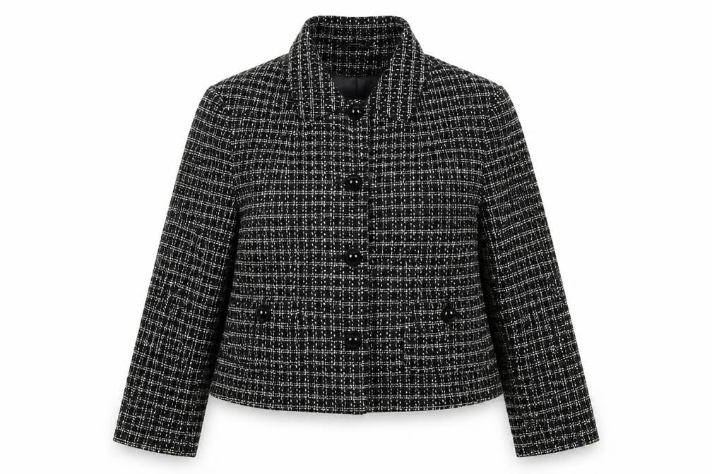M&Co Womens Black Check  Jacket Blazer Size 14