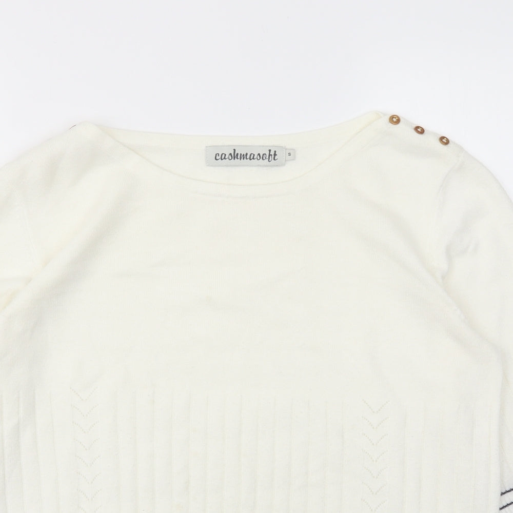 cashmasobt Womens White   Pullover Jumper Size S