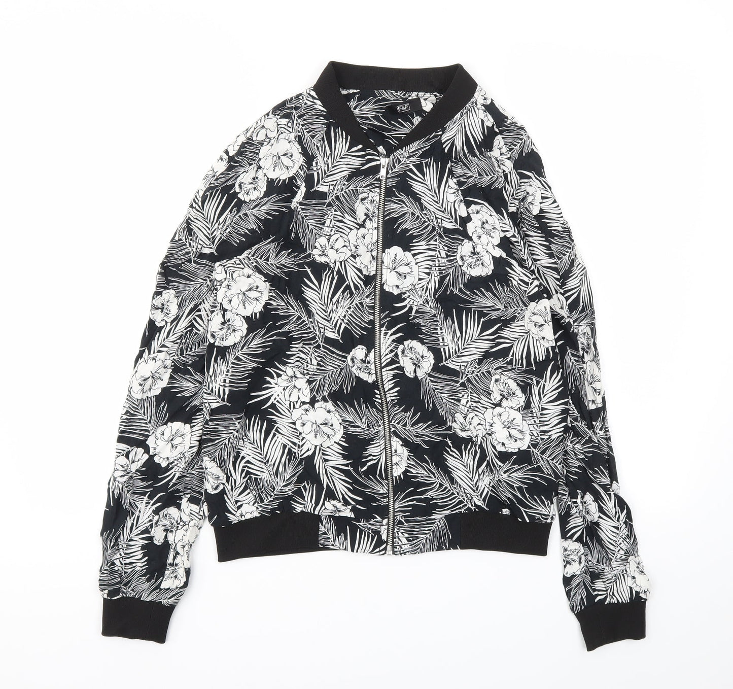F&F Womens Black Floral  Jacket  Size 8