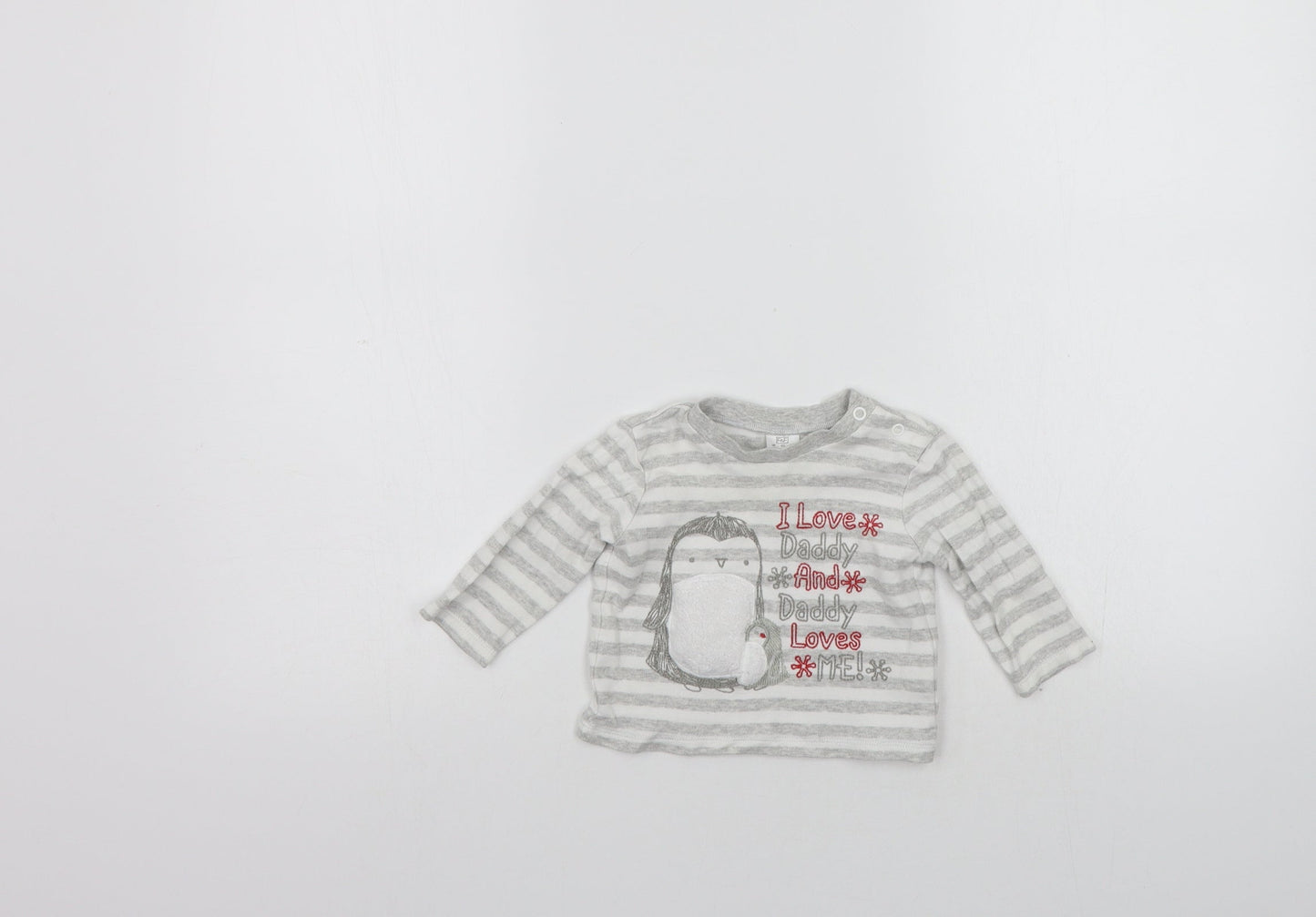 F&F Boys Grey Striped  Pullover Jumper Size 3-6 Months